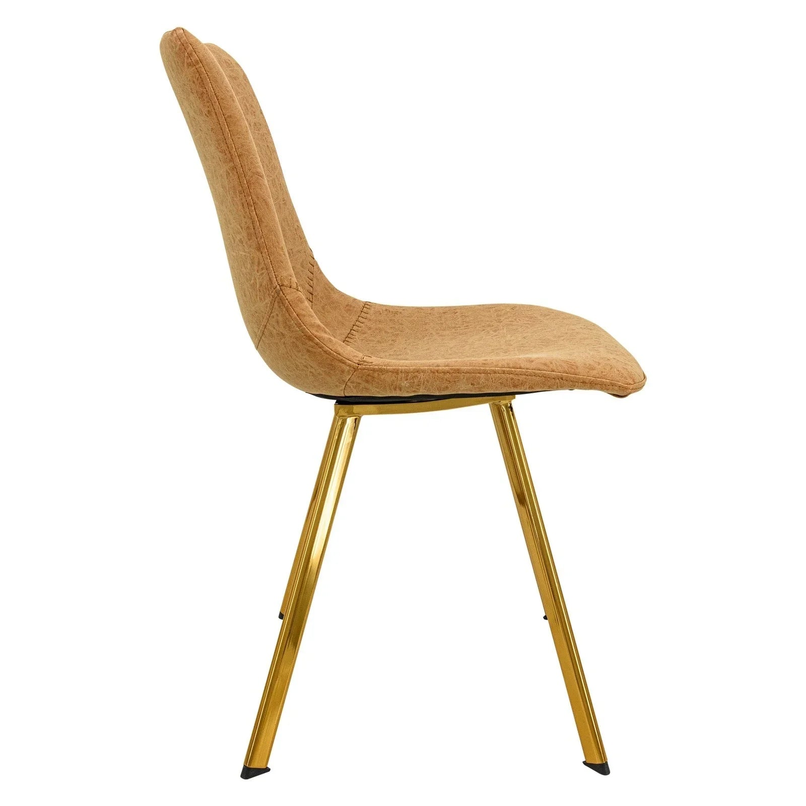Markley Modern Leather Dining Chair With Gold Legs Set of 4 - Elax Furniture