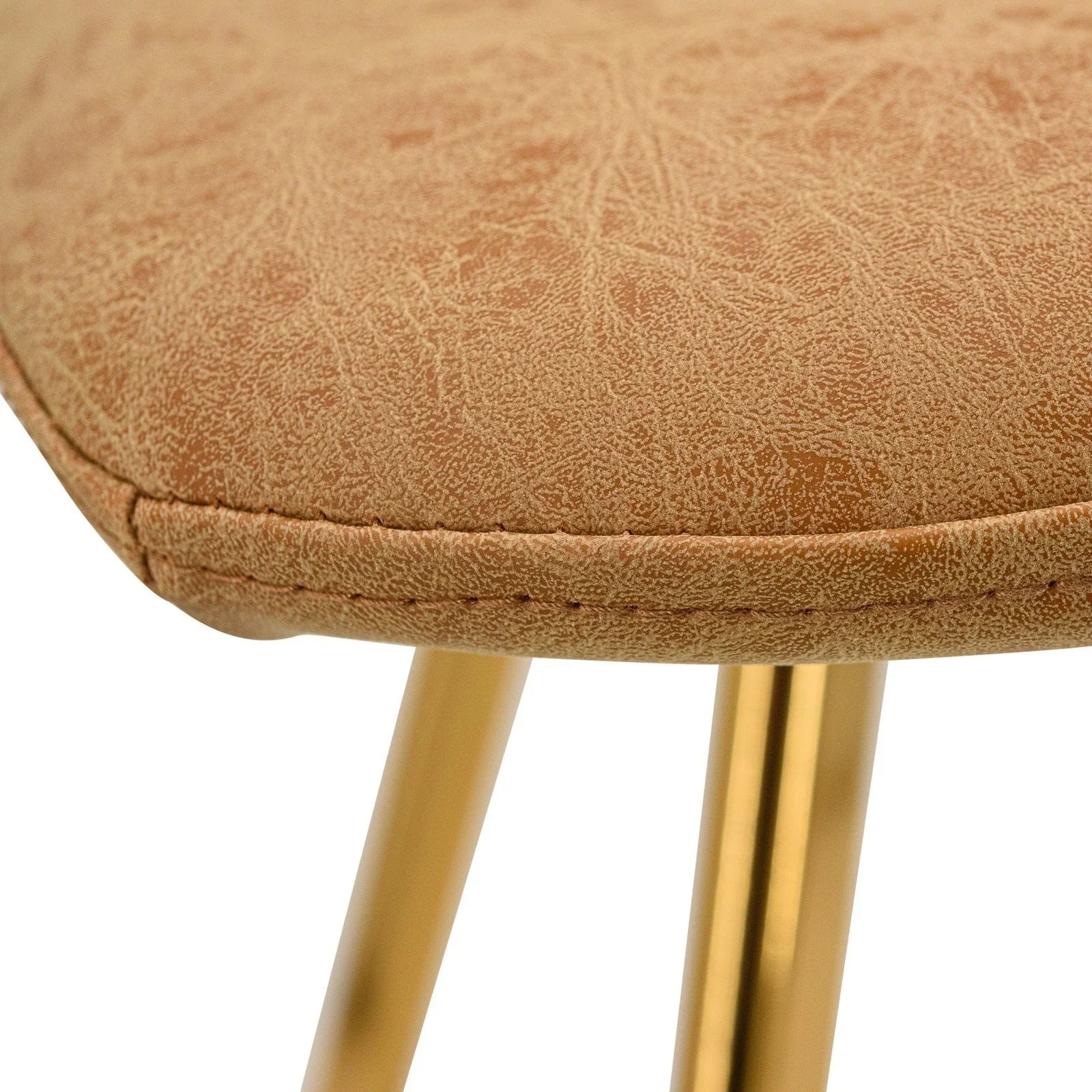 Markley Modern Leather Dining Chair With Gold Legs Set of 4 - Elax Furniture