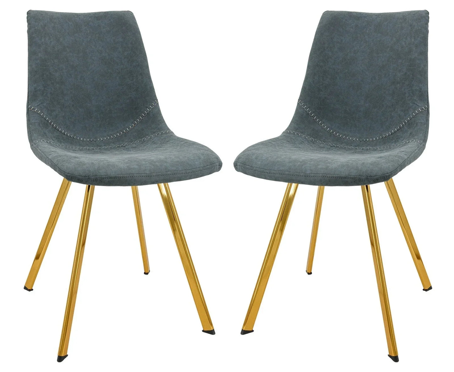 Markley Modern Leather Dining Chair With Gold Legs Set of 2 - Elax Furniture