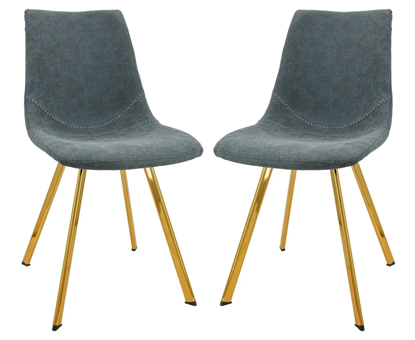 Markley Modern Leather Dining Chair With Gold Legs Set of 2 - Elax Furniture