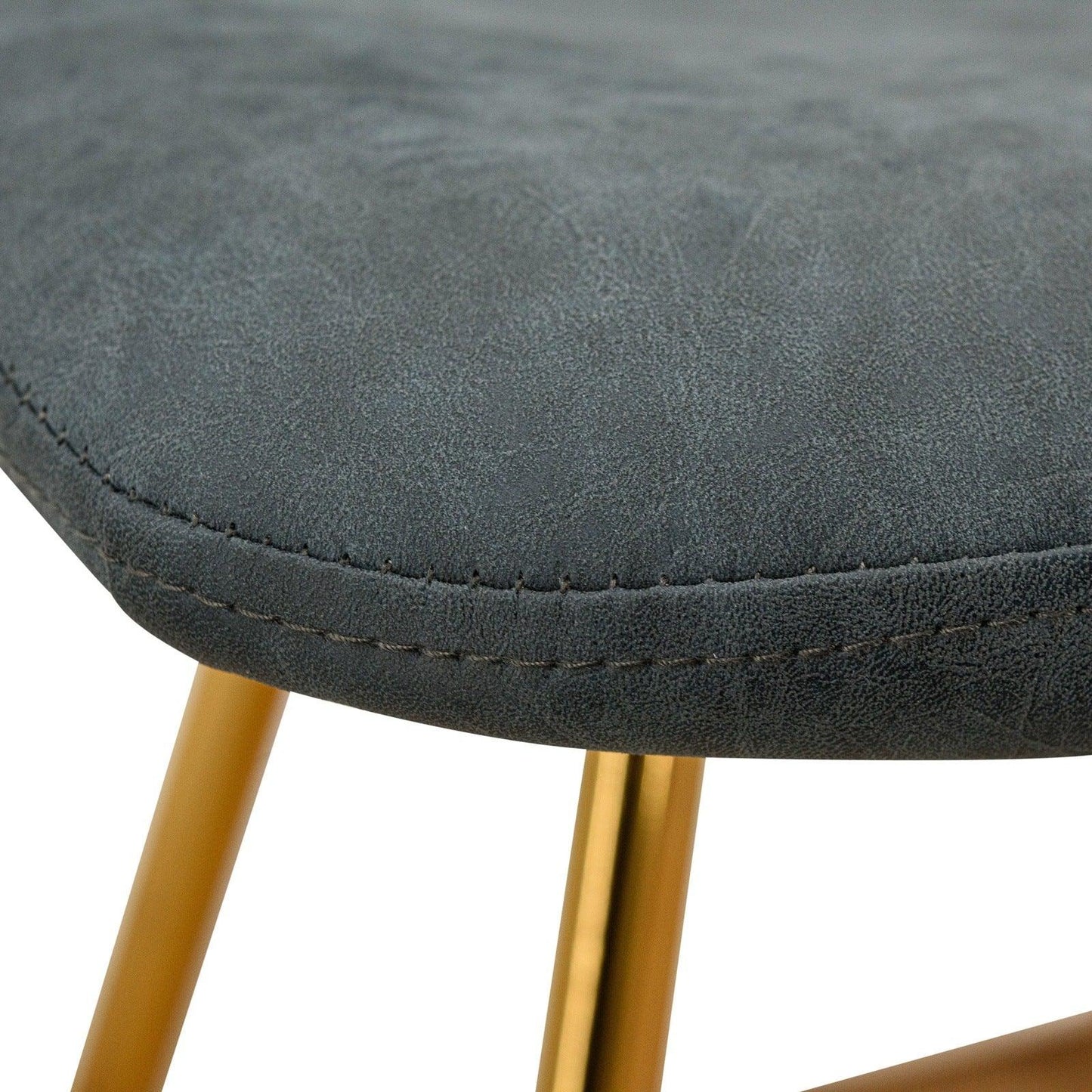 Markley Modern Leather Dining Chair With Gold Legs Set of 2 - Elax Furniture