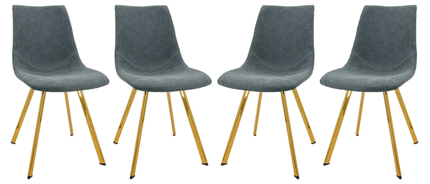 Markley Modern Leather Dining Chair With Gold Legs Set of 4 - Elax Furniture