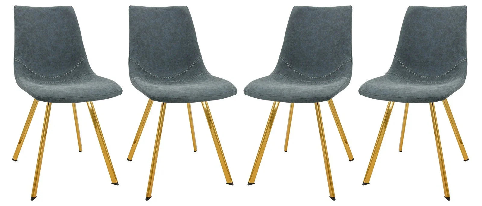 Markley Modern Leather Dining Chair With Gold Legs Set of 4 - Elax Furniture