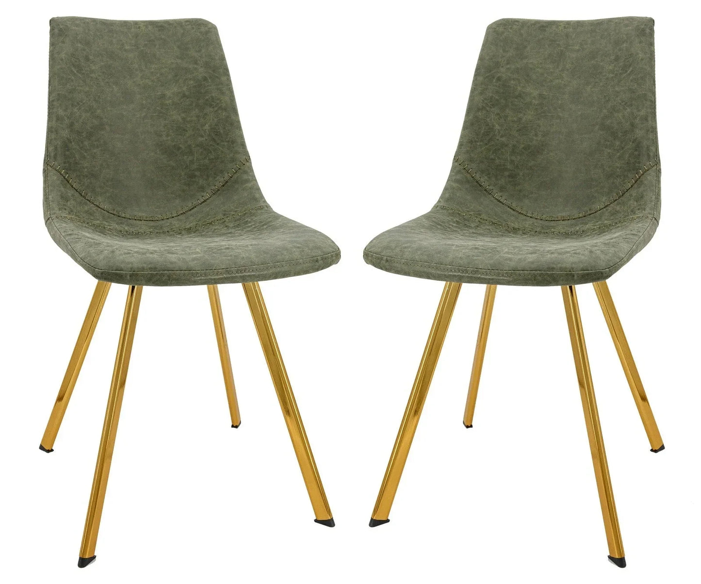 Markley Modern Leather Dining Chair With Gold Legs Set of 2 - Elax Furniture
