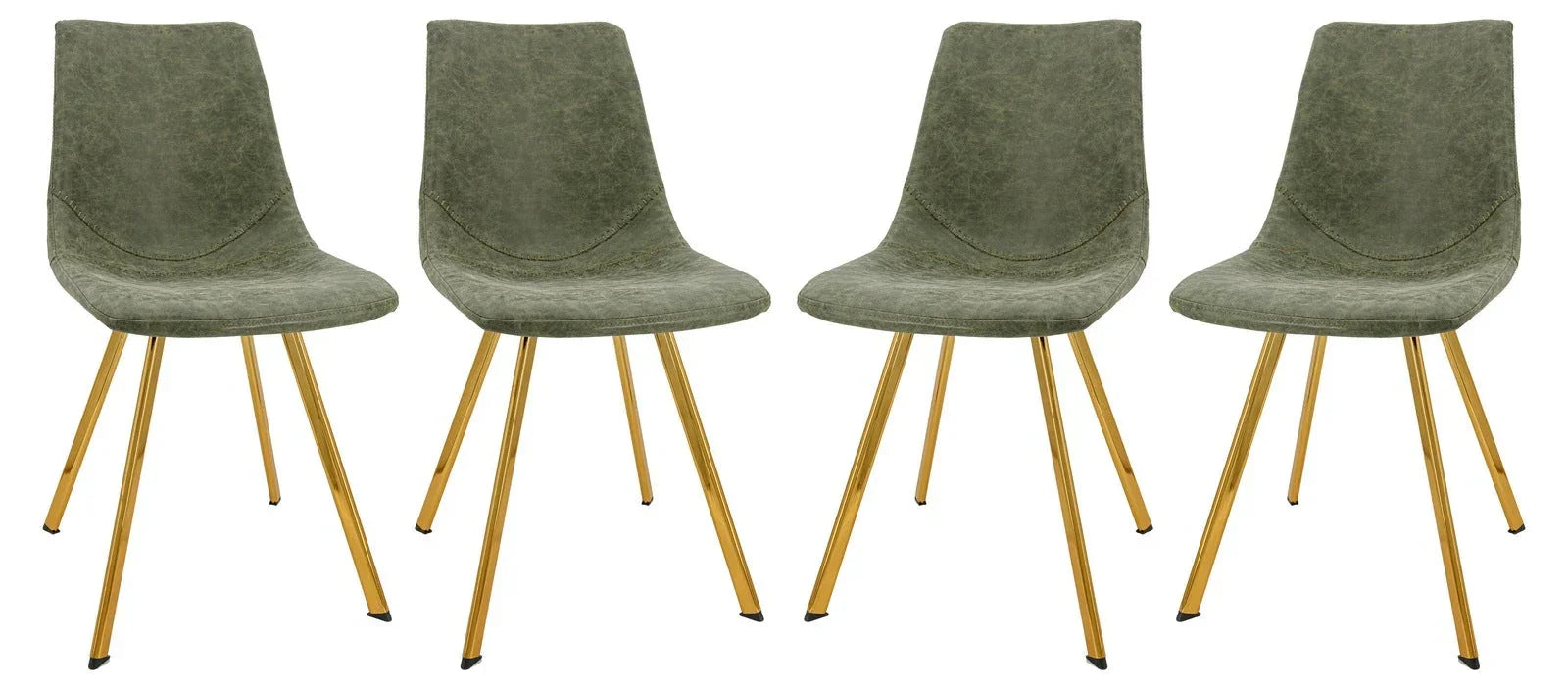 Markley Modern Leather Dining Chair With Gold Legs Set of 4 - Elax Furniture