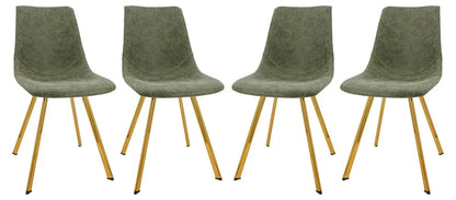 Markley Modern Leather Dining Chair With Gold Legs Set of 4 - Elax Furniture