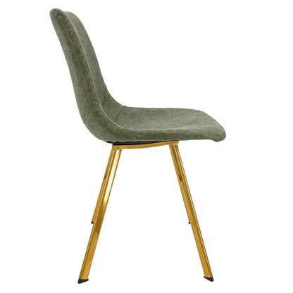 Markley Modern Leather Dining Chair With Gold Legs Set of 4 - Elax Furniture