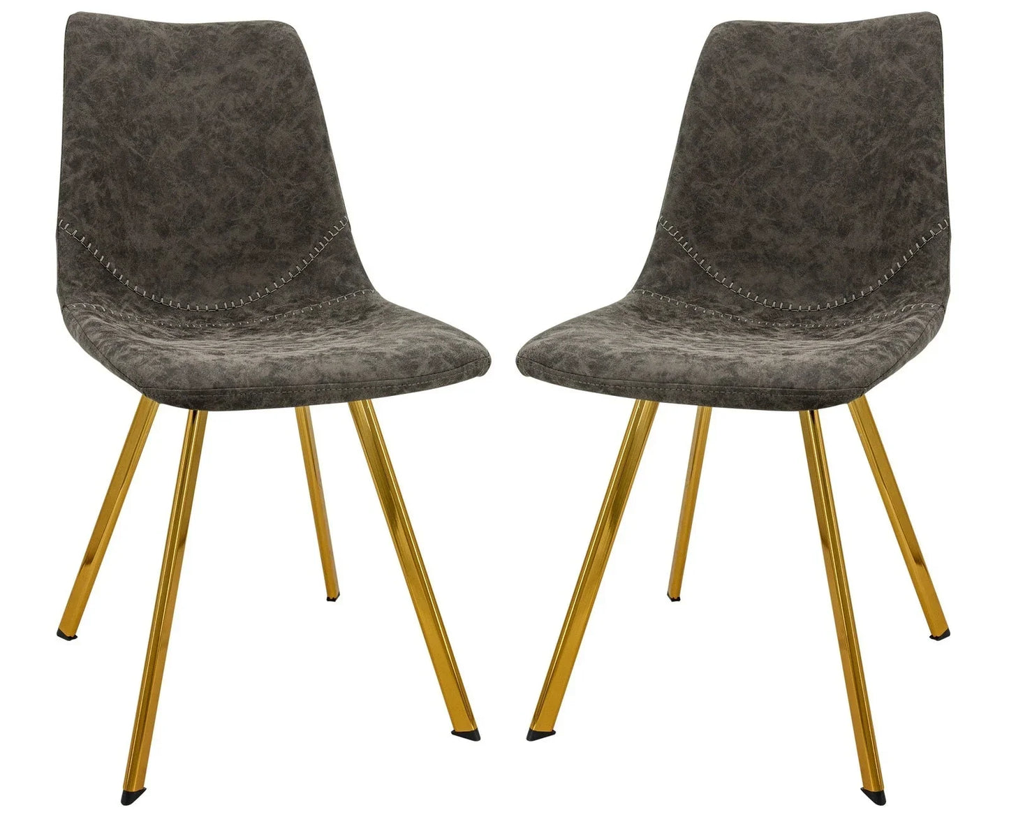 Markley Modern Leather Dining Chair With Gold Legs Set of 2 - Elax Furniture