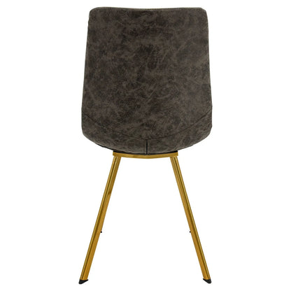 Markley Modern Leather Dining Chair With Gold Legs Set of 2 - Elax Furniture