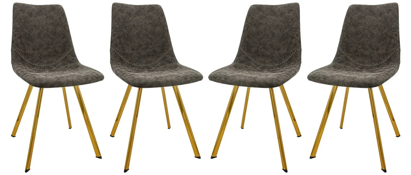 Markley Modern Leather Dining Chair With Gold Legs Set of 4 - Elax Furniture