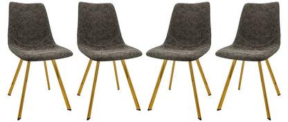 Markley Modern Leather Dining Chair With Gold Legs Set of 4 - Elax Furniture