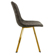 Markley Leather Dining Chair With Black/Gold Metal Legs (Open Box) - Elax Furniture