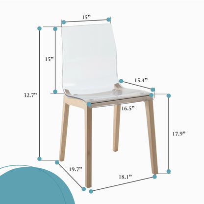 Marsden Modern Dining Side Chair with Beech Wood Legs, Set of 4 - Elax Furniture