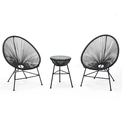 Montara 3 Piece Outdoor Lounge Patio Chairs With Glass Top Table - Elax Furniture
