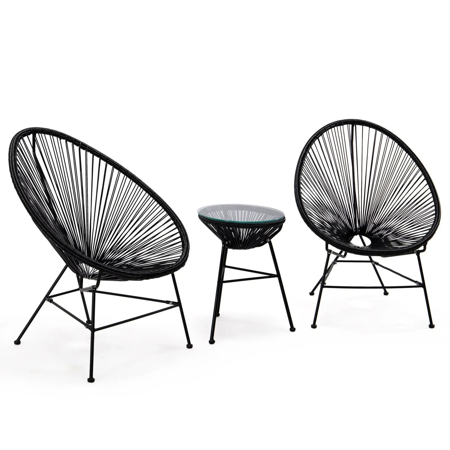 Montara 3 Piece Outdoor Lounge Patio Chairs With Glass Top Table - Elax Furniture
