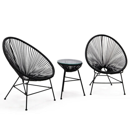 Montara 3 Piece Outdoor Lounge Patio Chairs With Glass Top Table - Elax Furniture