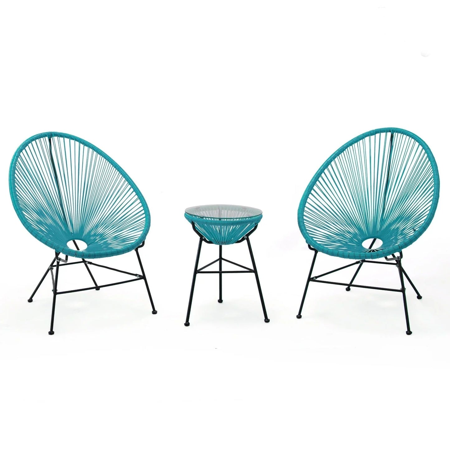 Montara 3 Piece Outdoor Lounge Patio Chairs With Glass Top Table - Elax Furniture