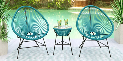 Montara 3 Piece Outdoor Lounge Patio Chairs With Glass Top Table - Elax Furniture