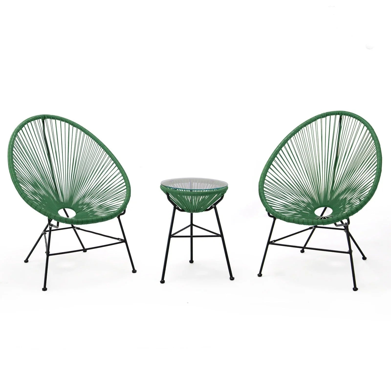 Montara 3 Piece Outdoor Lounge Patio Chairs With Glass Top Table - Elax Furniture