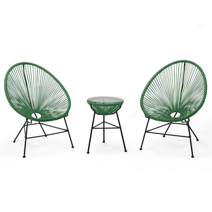 Montara 3 Piece Outdoor Lounge Patio Chairs With Glass Top Table - Elax Furniture