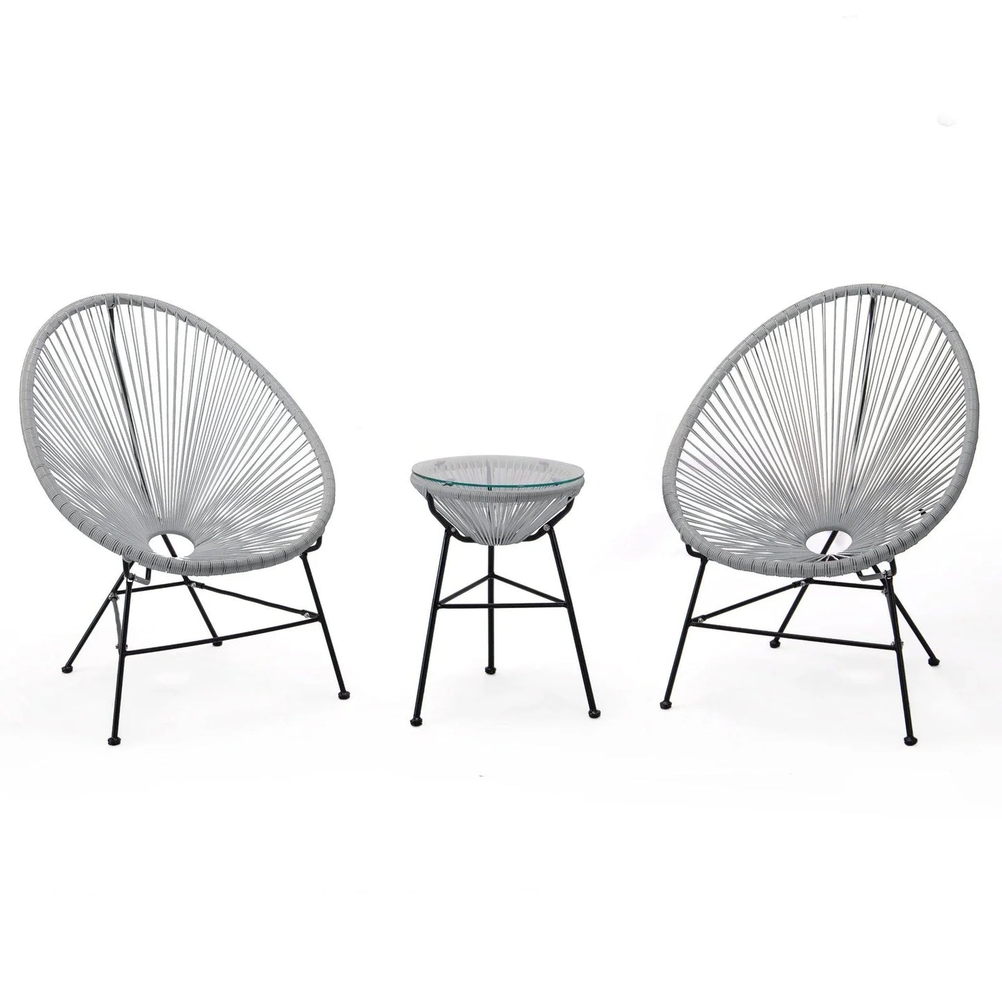 Montara 3 Piece Outdoor Lounge Patio Chairs With Glass Top Table - Elax Furniture