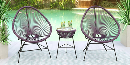 Montara 3 Piece Outdoor Lounge Patio Chairs With Glass Top Table - Elax Furniture