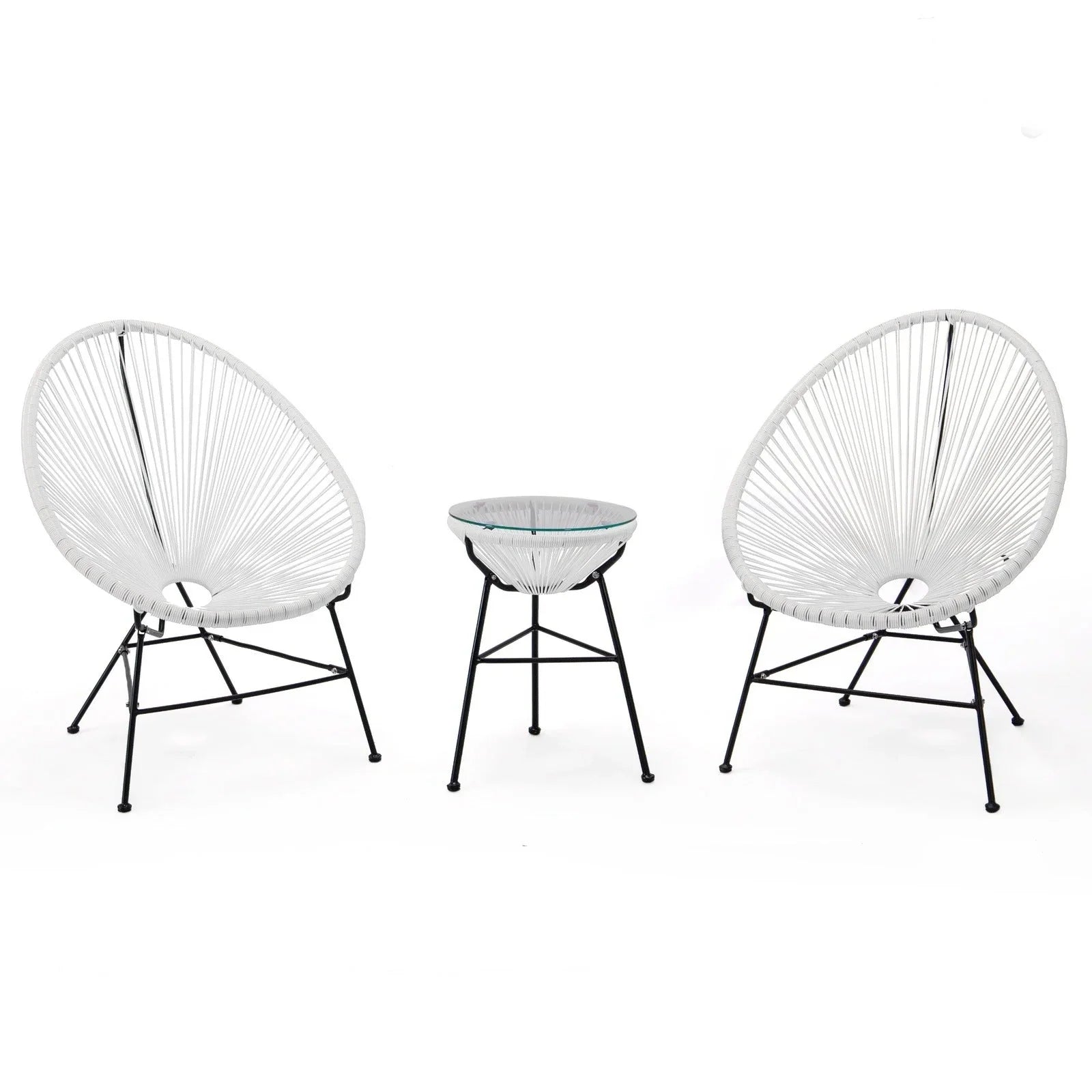 Montara 3 Piece Outdoor Lounge Patio Chairs With Glass Top Table - Elax Furniture