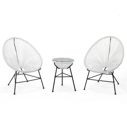 Montara 3 Piece Outdoor Lounge Patio Chairs With Glass Top Table - Elax Furniture