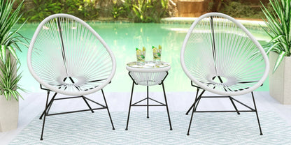 Montara 3 Piece Outdoor Lounge Patio Chairs With Glass Top Table - Elax Furniture