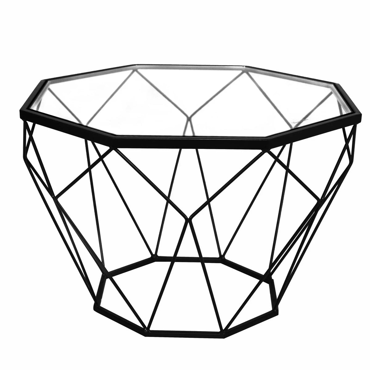 Malibu Octagon Glass Tabletop Coffee Table / End Table With Gold Metal Base - Elax Furniture