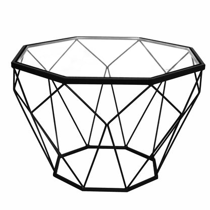 Malibu Octagon Glass Tabletop Coffee Table / End Table With Gold Metal Base - Elax Furniture