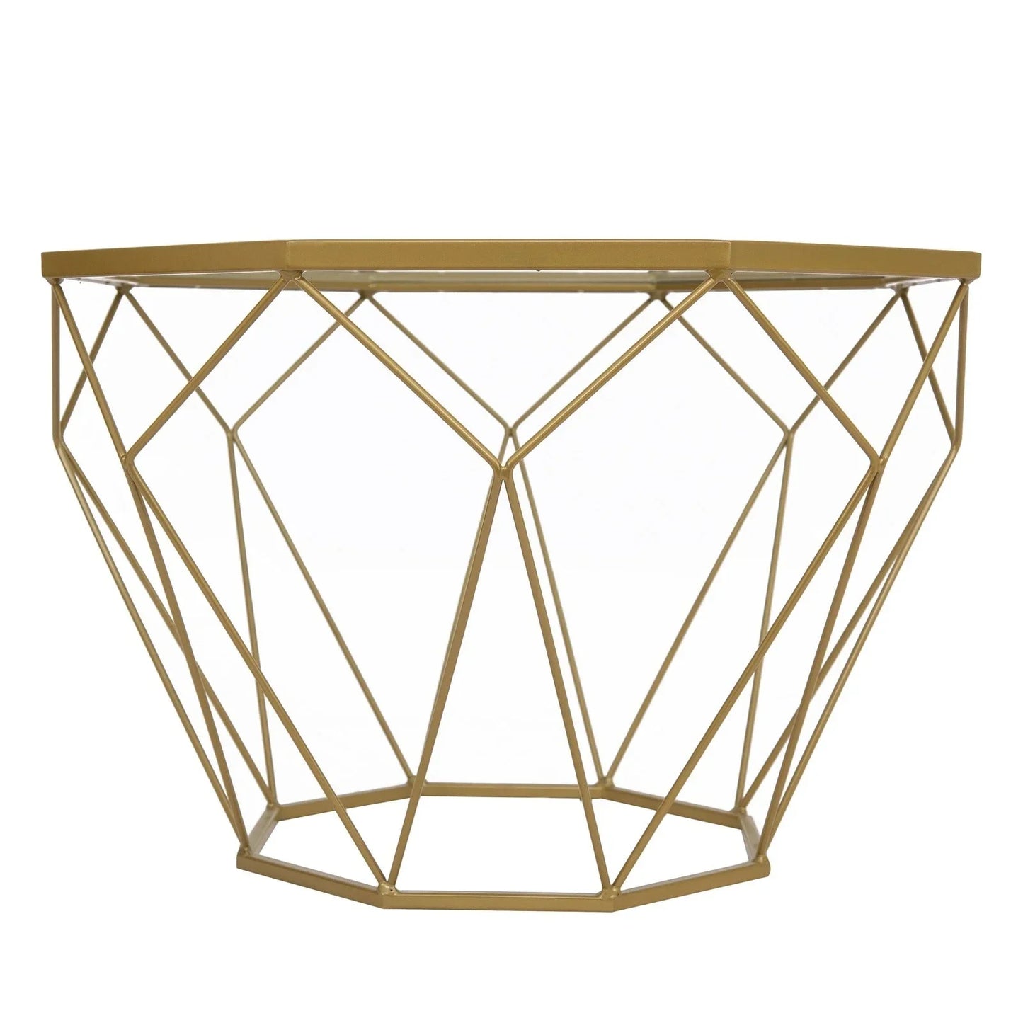 Malibu Octagon Glass Tabletop Coffee Table / End Table With Gold Metal Base - Elax Furniture