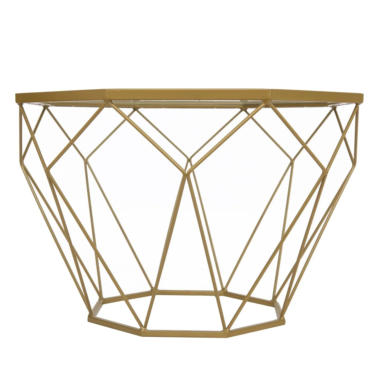 Malibu Octagon Glass Tabletop Coffee Table / End Table With Gold Metal Base - Elax Furniture