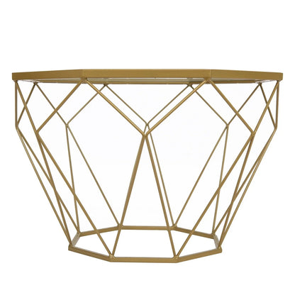Malibu Octagon Glass Tabletop Coffee Table / End Table With Gold Metal Base - Elax Furniture