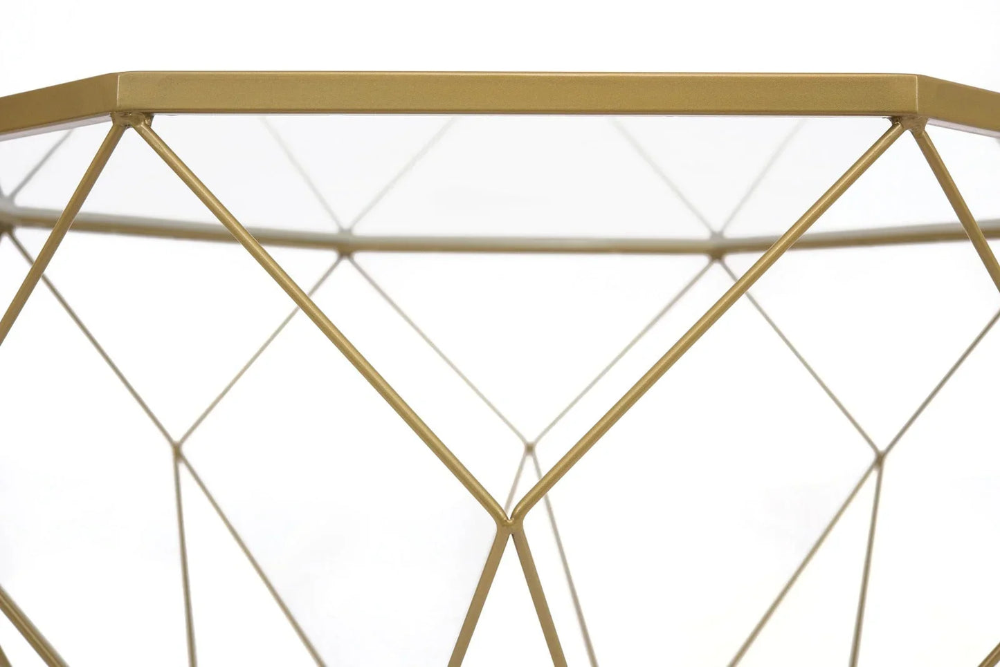 Malibu Octagon Glass Tabletop Coffee Table / End Table With Gold Metal Base - Elax Furniture