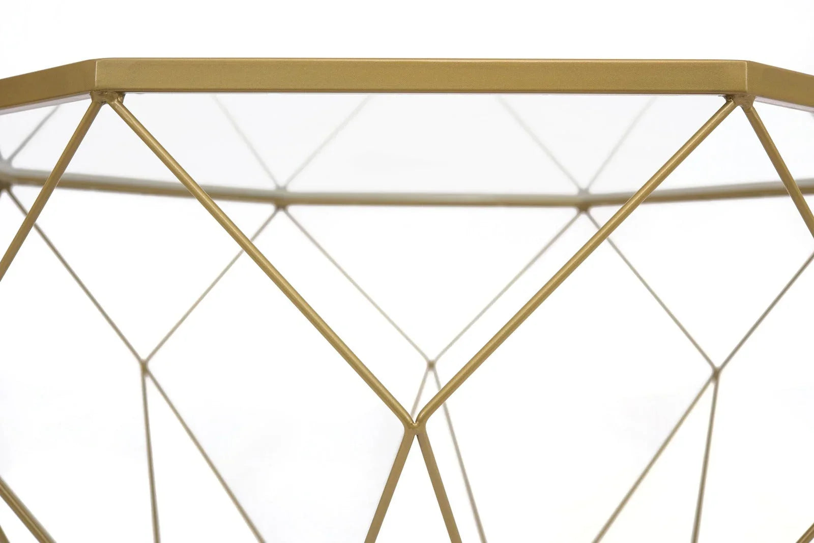 Malibu Octagon Glass Tabletop Coffee Table / End Table With Gold Metal Base - Elax Furniture