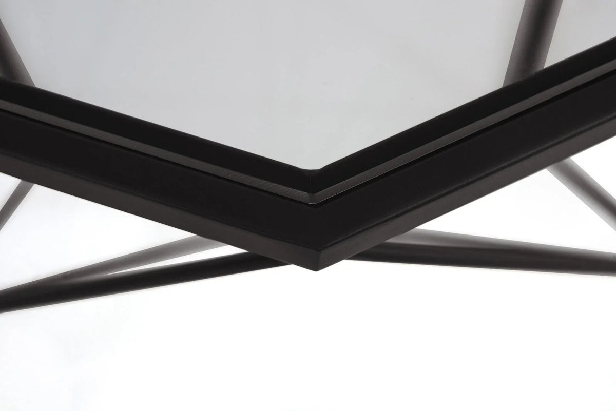 Malibu Modern Octagon Glass Top Coffee Table With Gold Metal Base - Elax Furniture