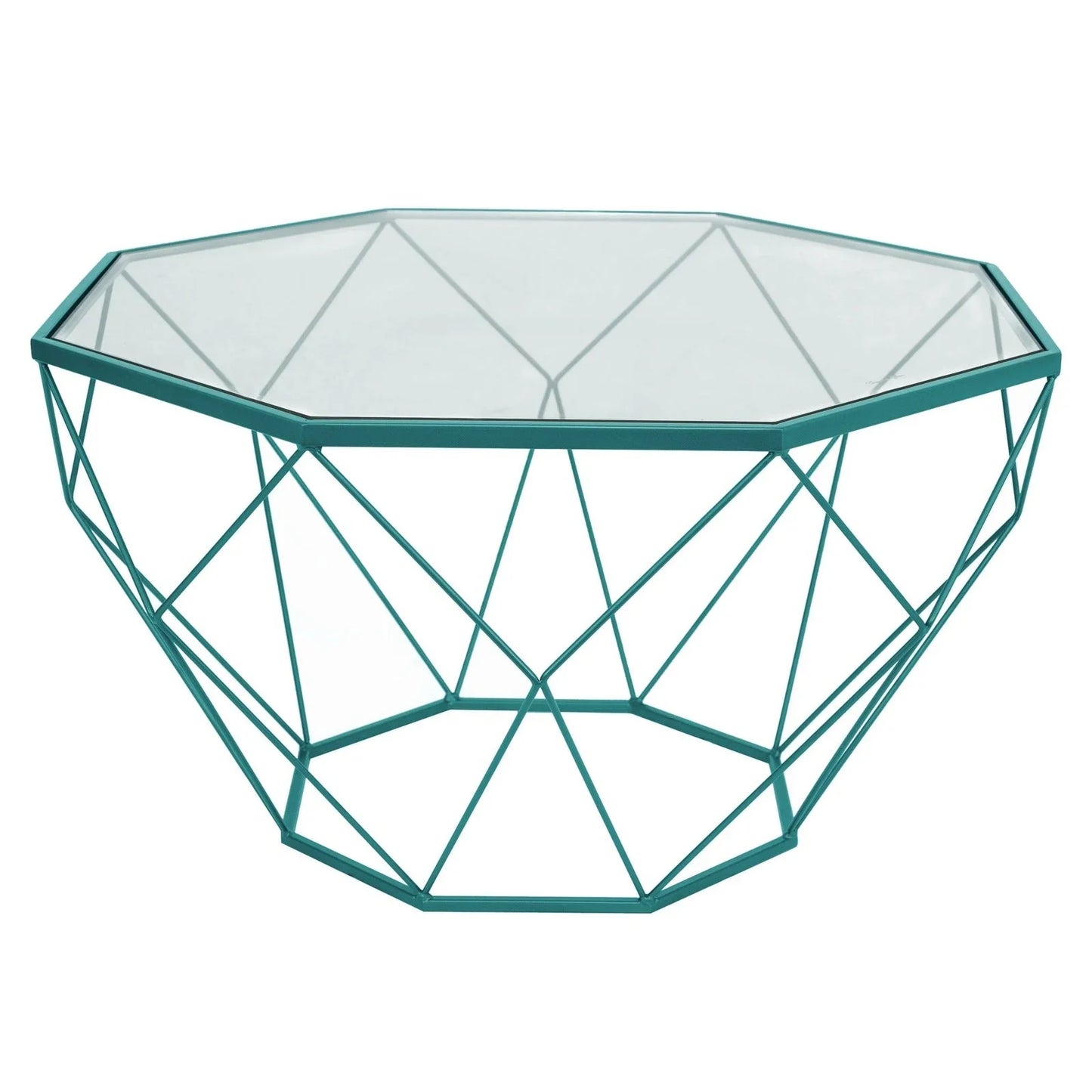 Malibu Modern Octagon Glass Top Coffee Table With Gold Metal Base - Elax Furniture
