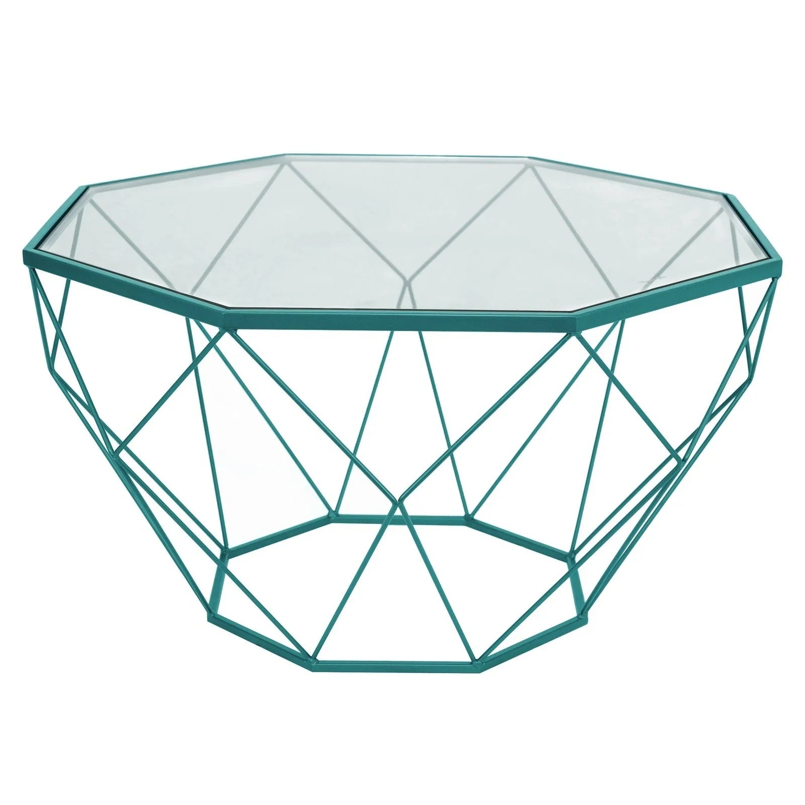 Malibu Modern Octagon Glass Top Coffee Table With Gold Metal Base - Elax Furniture
