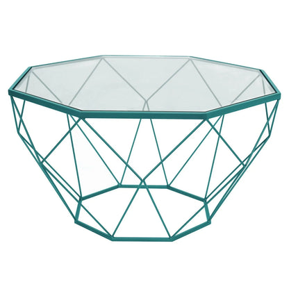 Malibu Modern Octagon Glass Top Coffee Table With Gold Metal Base - Elax Furniture
