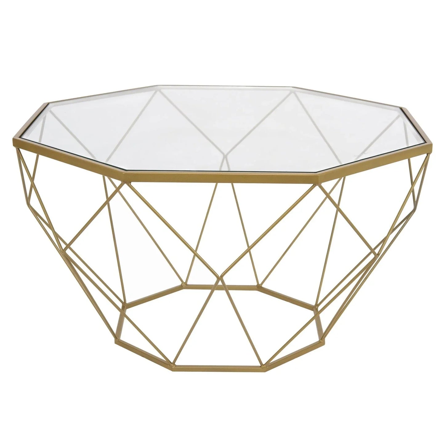 Malibu Modern Octagon Glass Top Coffee Table With Gold Metal Base - Elax Furniture
