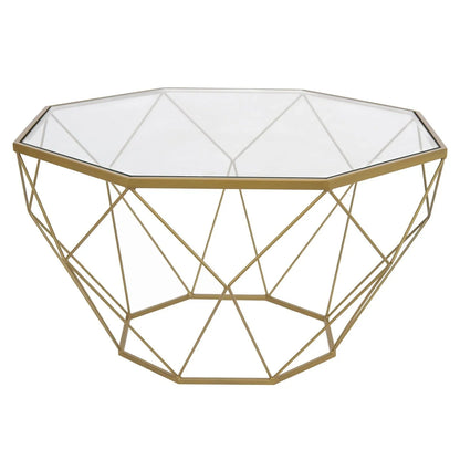 Malibu Modern Octagon Glass Top Coffee Table With Gold Metal Base - Elax Furniture