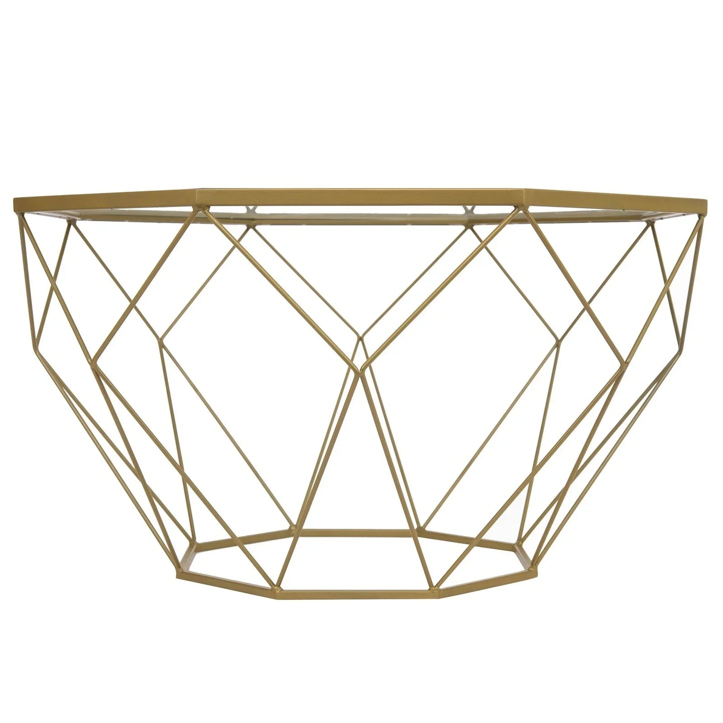 Malibu Modern Octagon Glass Top Coffee Table With Gold Metal Base - Elax Furniture