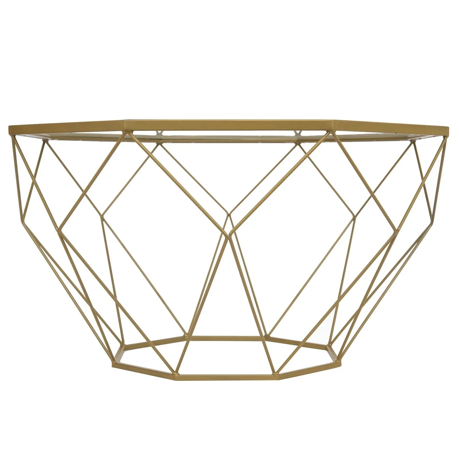 Malibu Modern Octagon Glass Top Coffee Table With Gold Metal Base - Elax Furniture