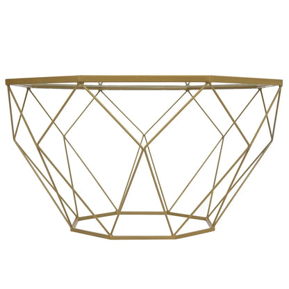 Malibu Modern Octagon Glass Top Coffee Table With Gold Metal Base - Elax Furniture