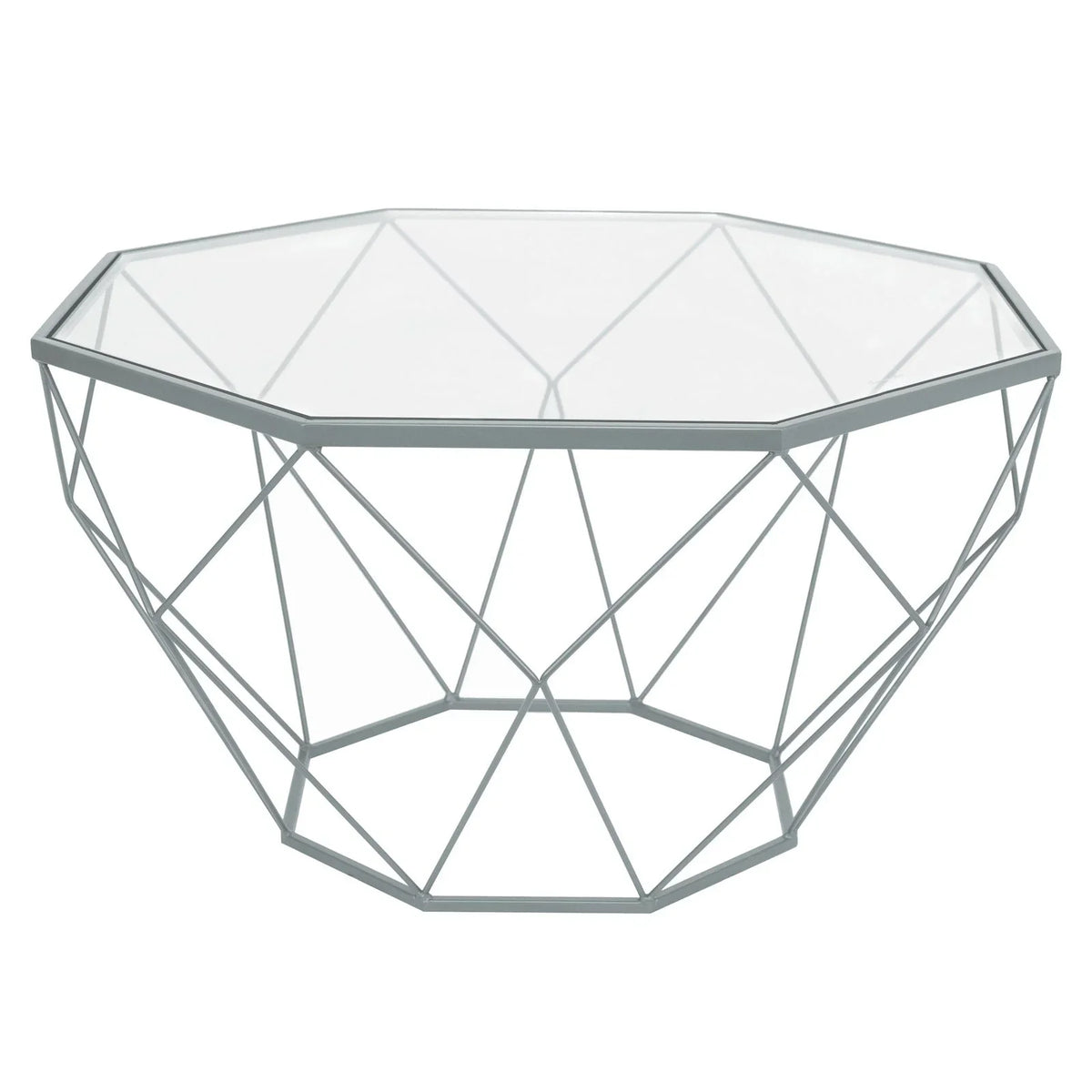 Malibu Modern Octagon Glass Top Coffee Table With Gold Metal Base - Elax Furniture