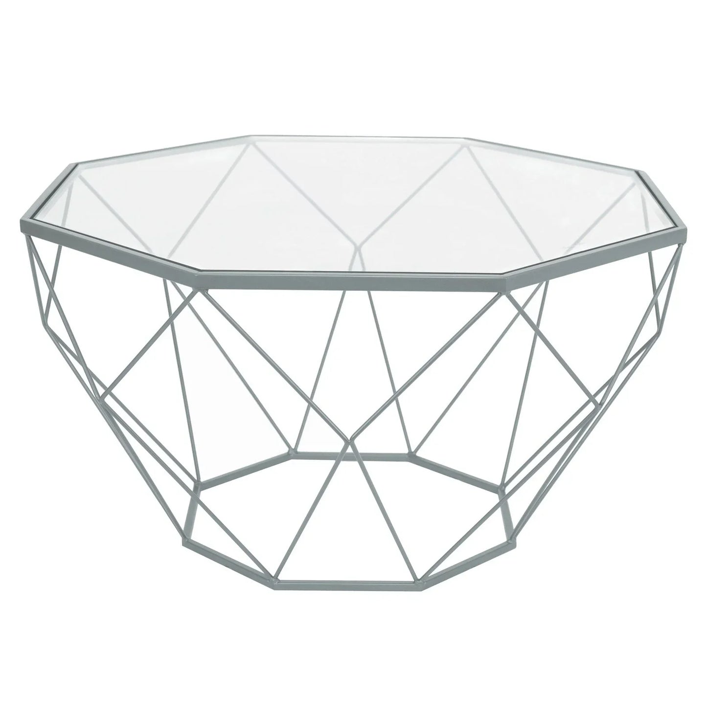Malibu Modern Octagon Glass Top Coffee Table With Gold Metal Base - Elax Furniture