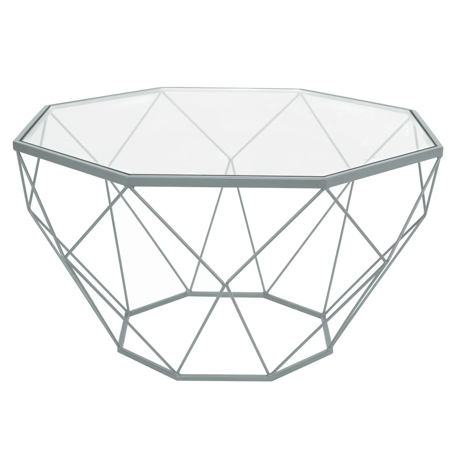 Malibu Modern Octagon Glass Top Coffee Table With Gold Metal Base - Elax Furniture