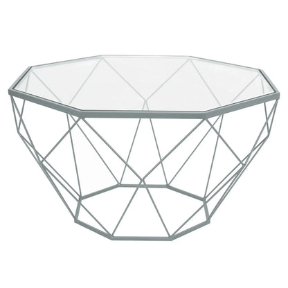 Malibu Modern Octagon Glass Top Coffee Table With Gold Metal Base - Elax Furniture