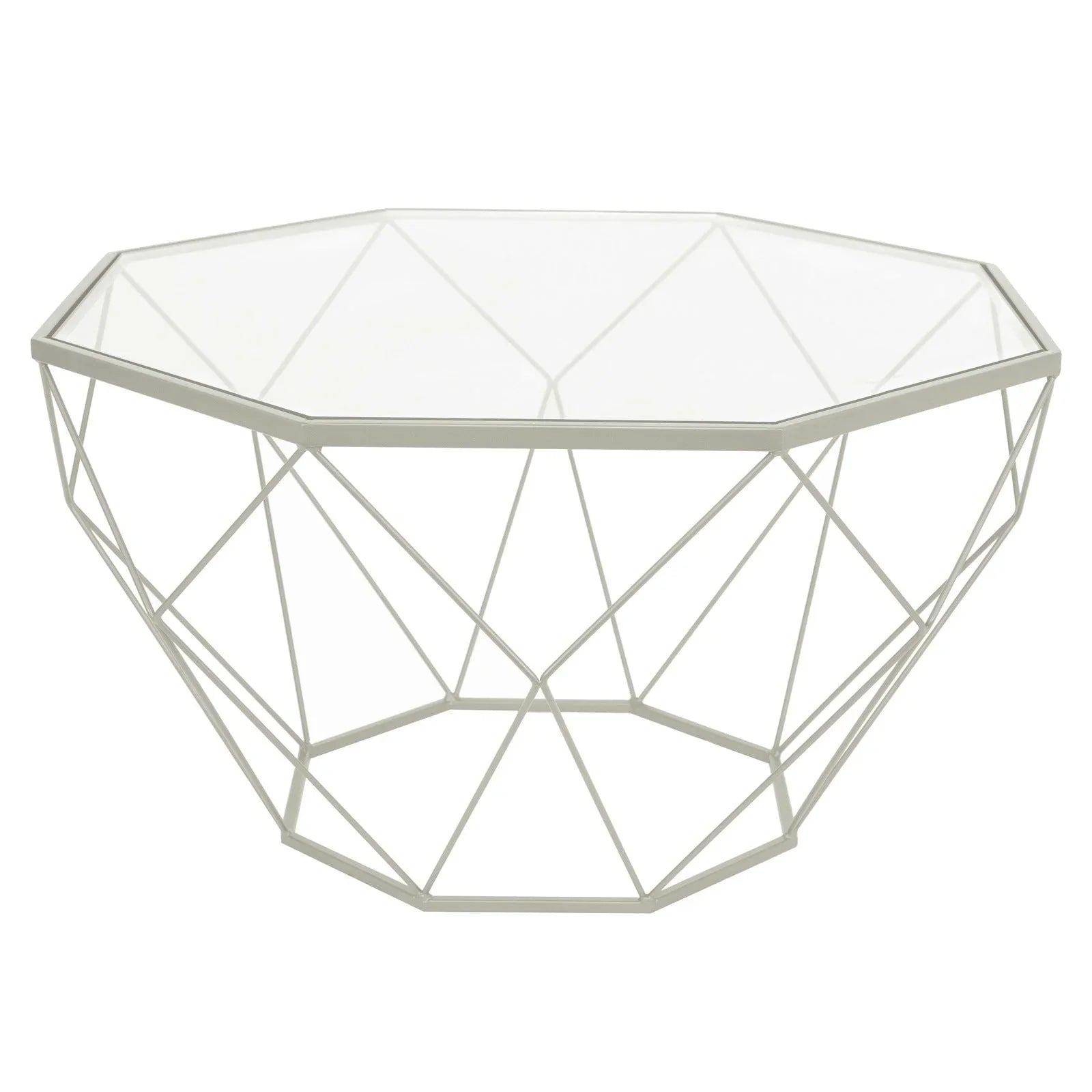 Malibu Modern Octagon Glass Top Coffee Table With Gold Metal Base - Elax Furniture